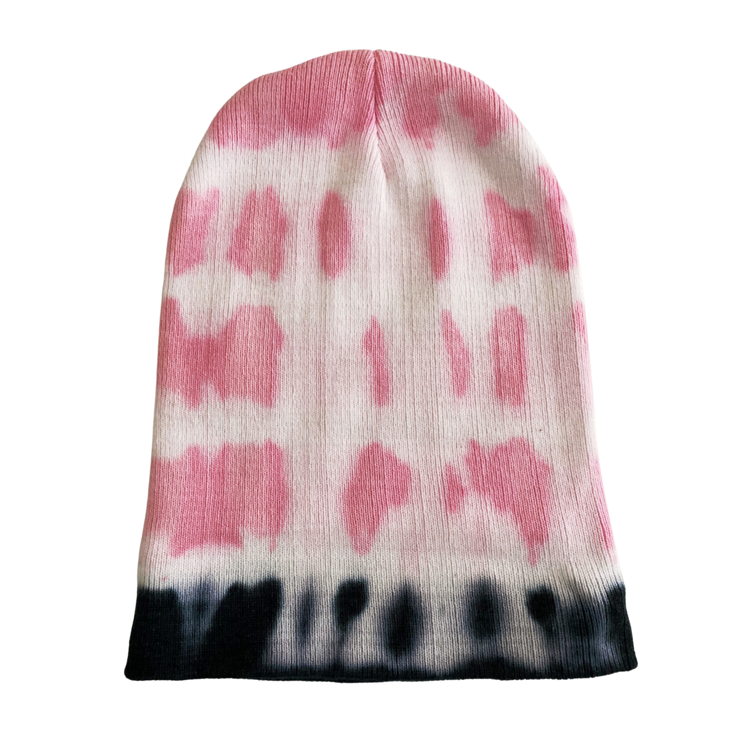 Shibori Pink and Black Tie Dye Beanie Hat, Women, Teen