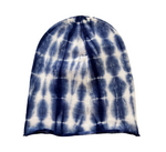 Navy Tie Dye Beanie, Shibori Blue Fleece Tie Dye Beanie Hat (Youth)