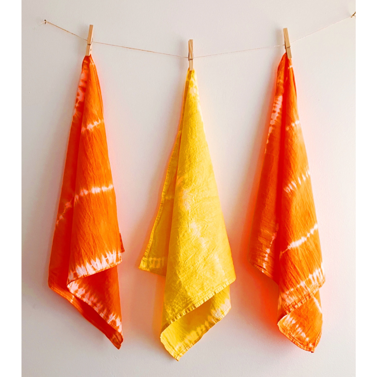 Yellow Orange Tie Dye Kitchen Towels