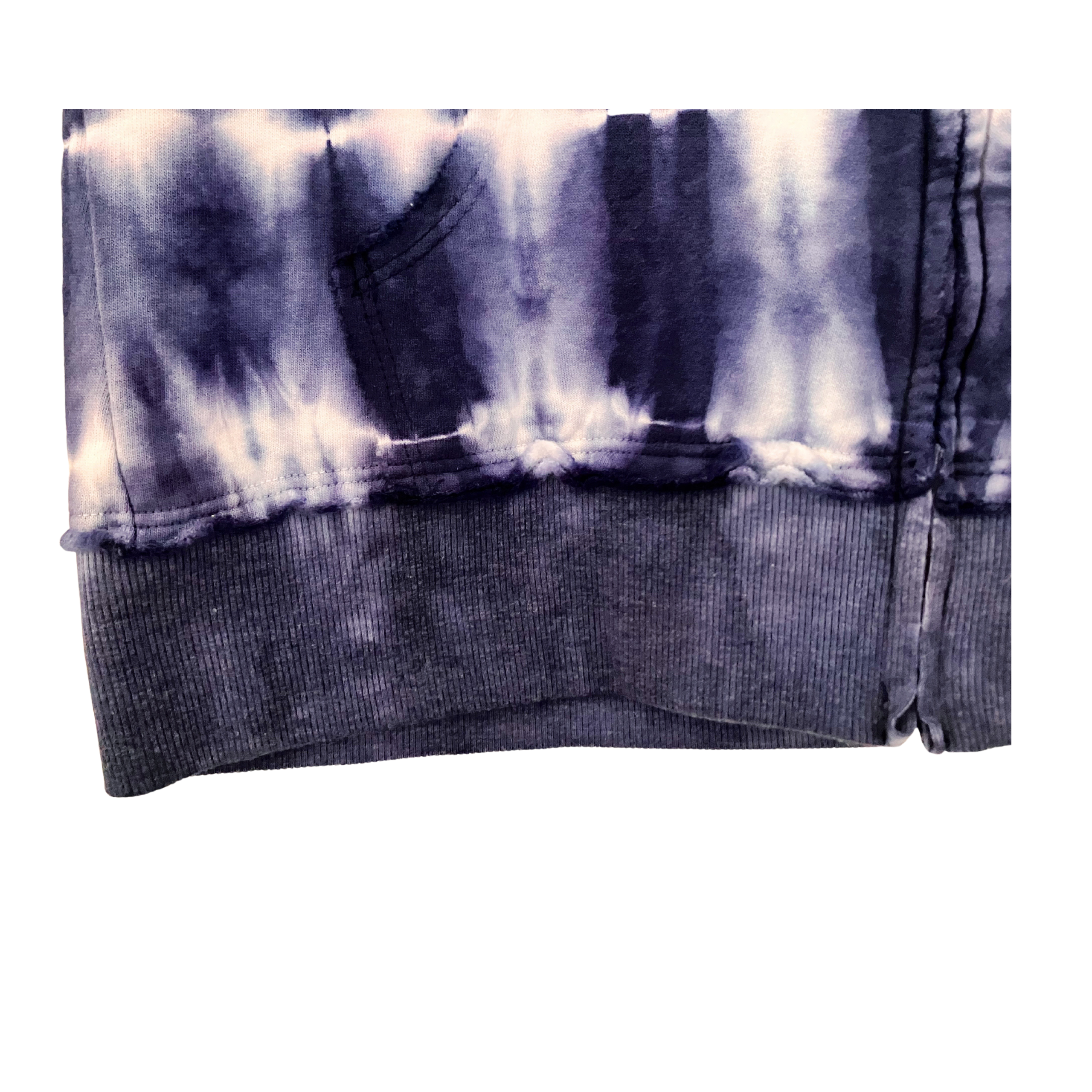 Women's Shibori Blue Tie Dye Hoodie with Raw Edge Hem