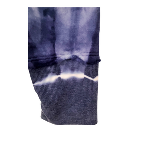 Women's Shibori Blue Tie Dye Hoodie with Raw Edge Hem