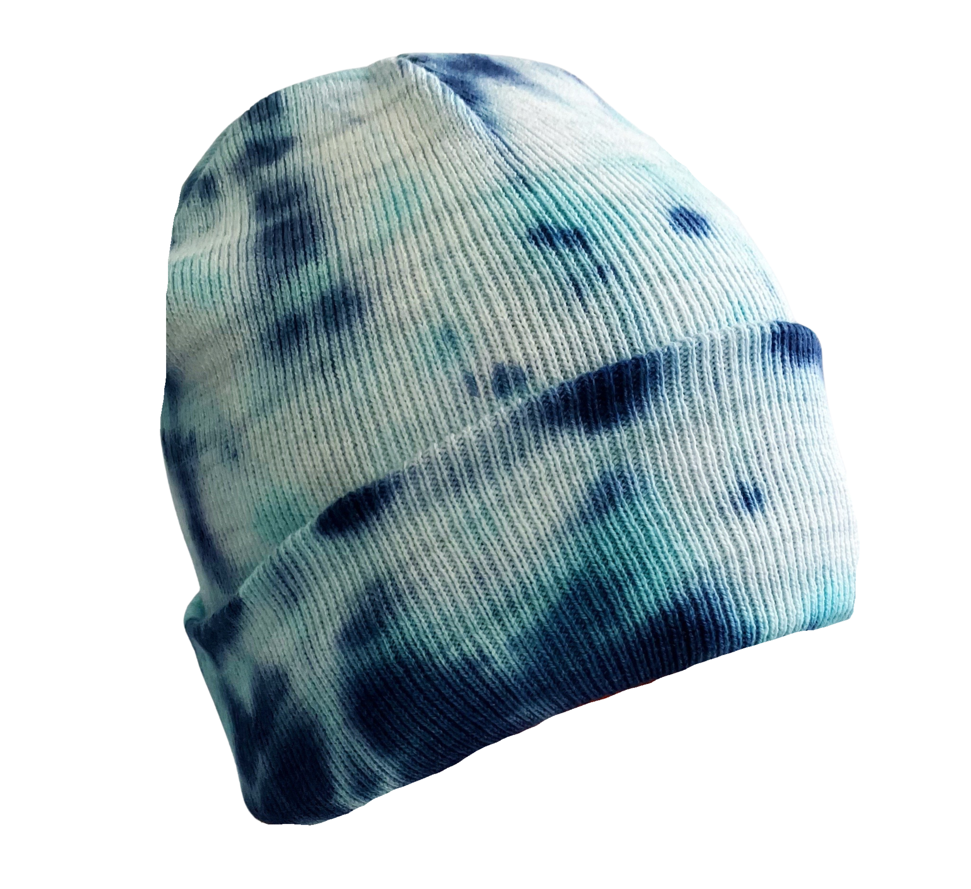 Blue Tie Dye Beanie Hat, Shibori New Vintage Tie Dye Knit Hat