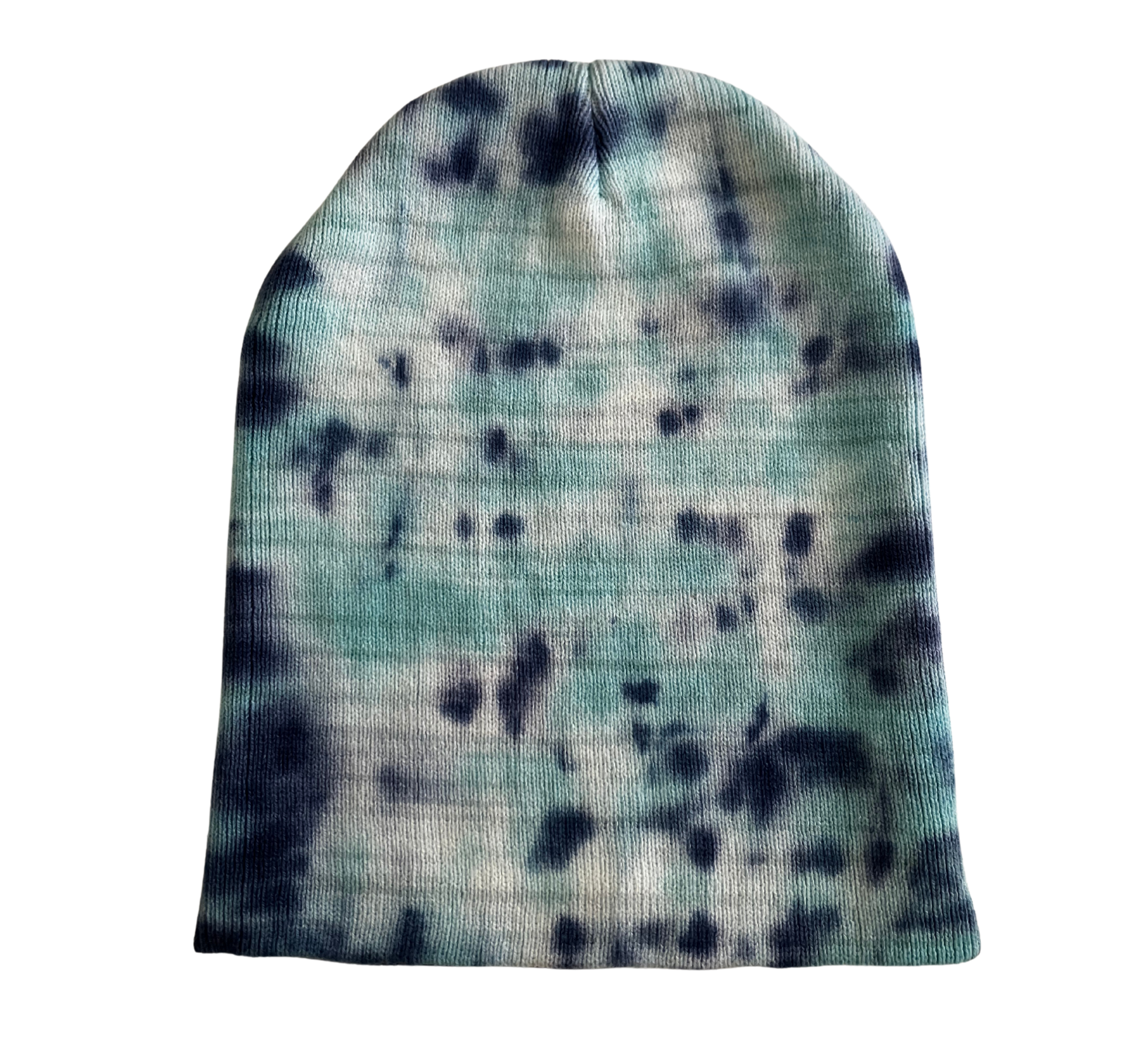 Blue Tie Dye Beanie Hat, Shibori New Vintage Tie Dye Knit Hat