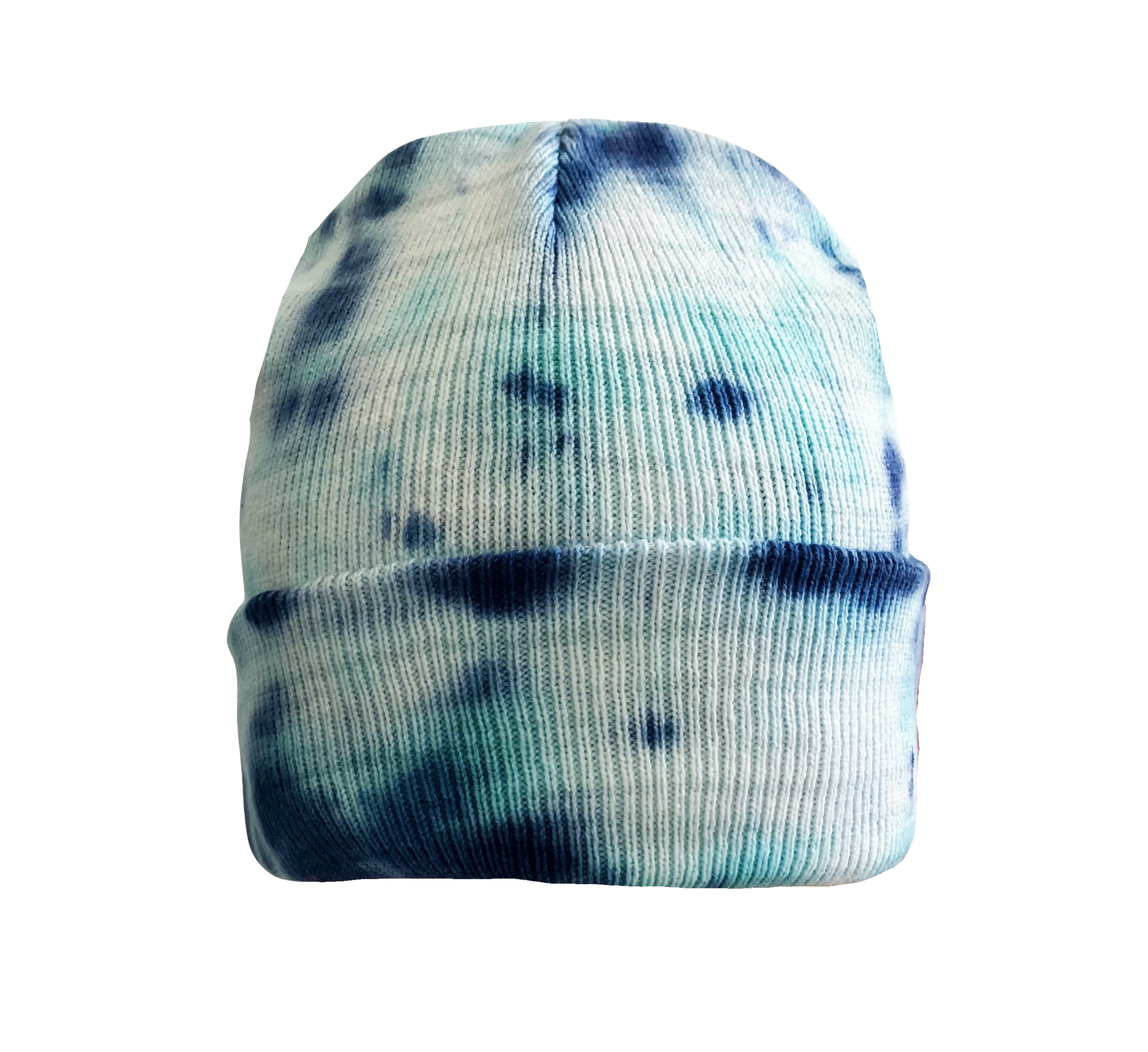 Blue Tie Dye Beanie Hat, Shibori New Vintage Tie Dye Knit Hat
