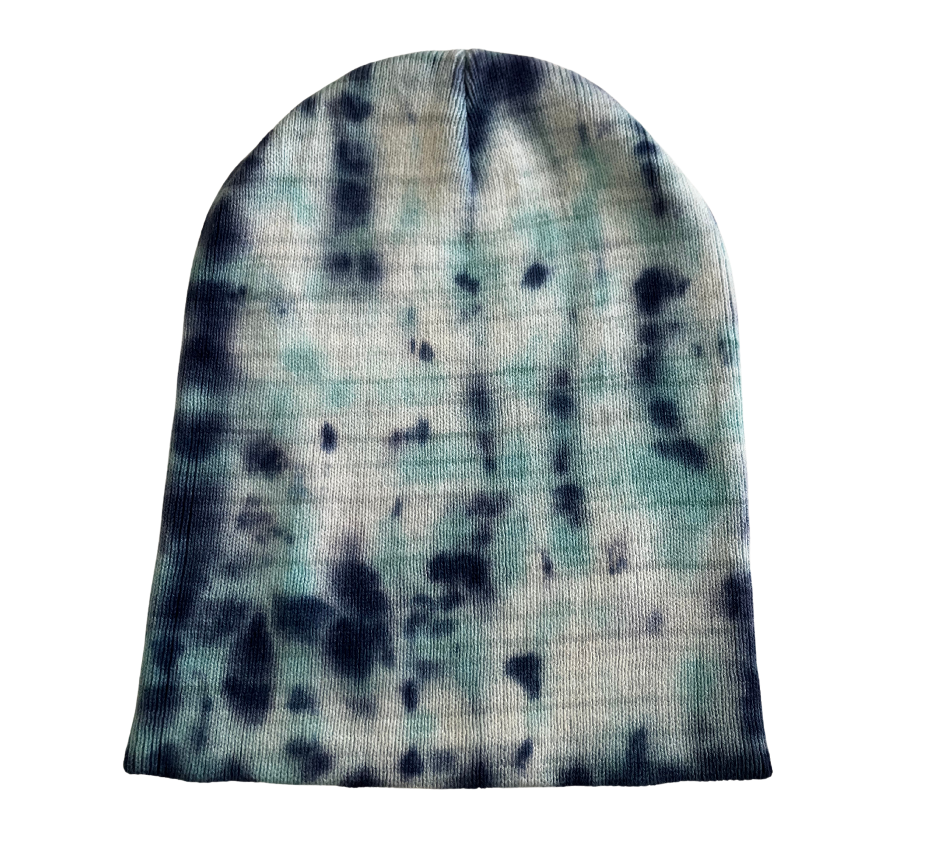 Blue Tie Dye Beanie Hat, Shibori New Vintage Tie Dye Knit Hat