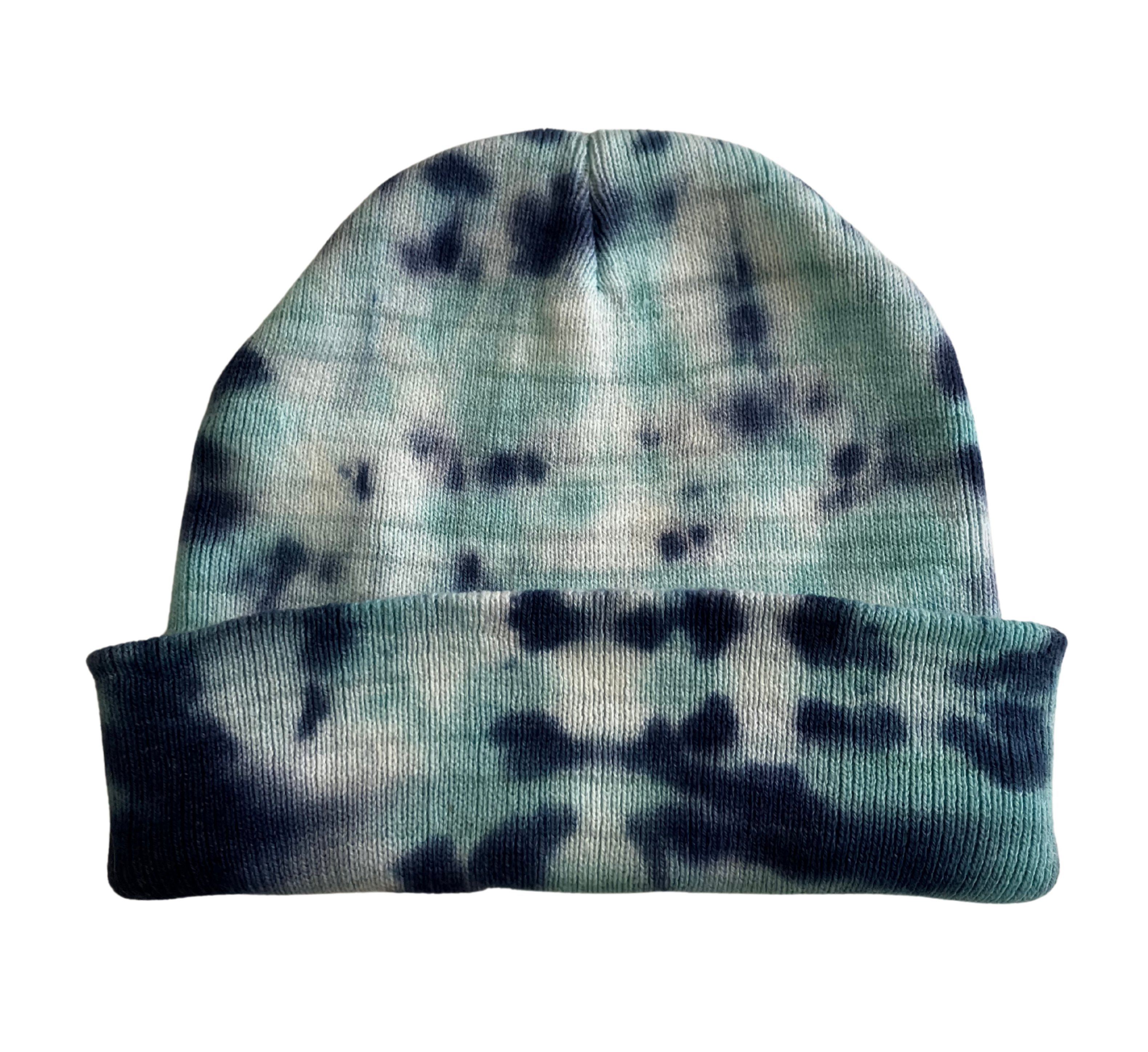 Blue Tie Dye Beanie Hat, Shibori New Vintage Tie Dye Knit Hat