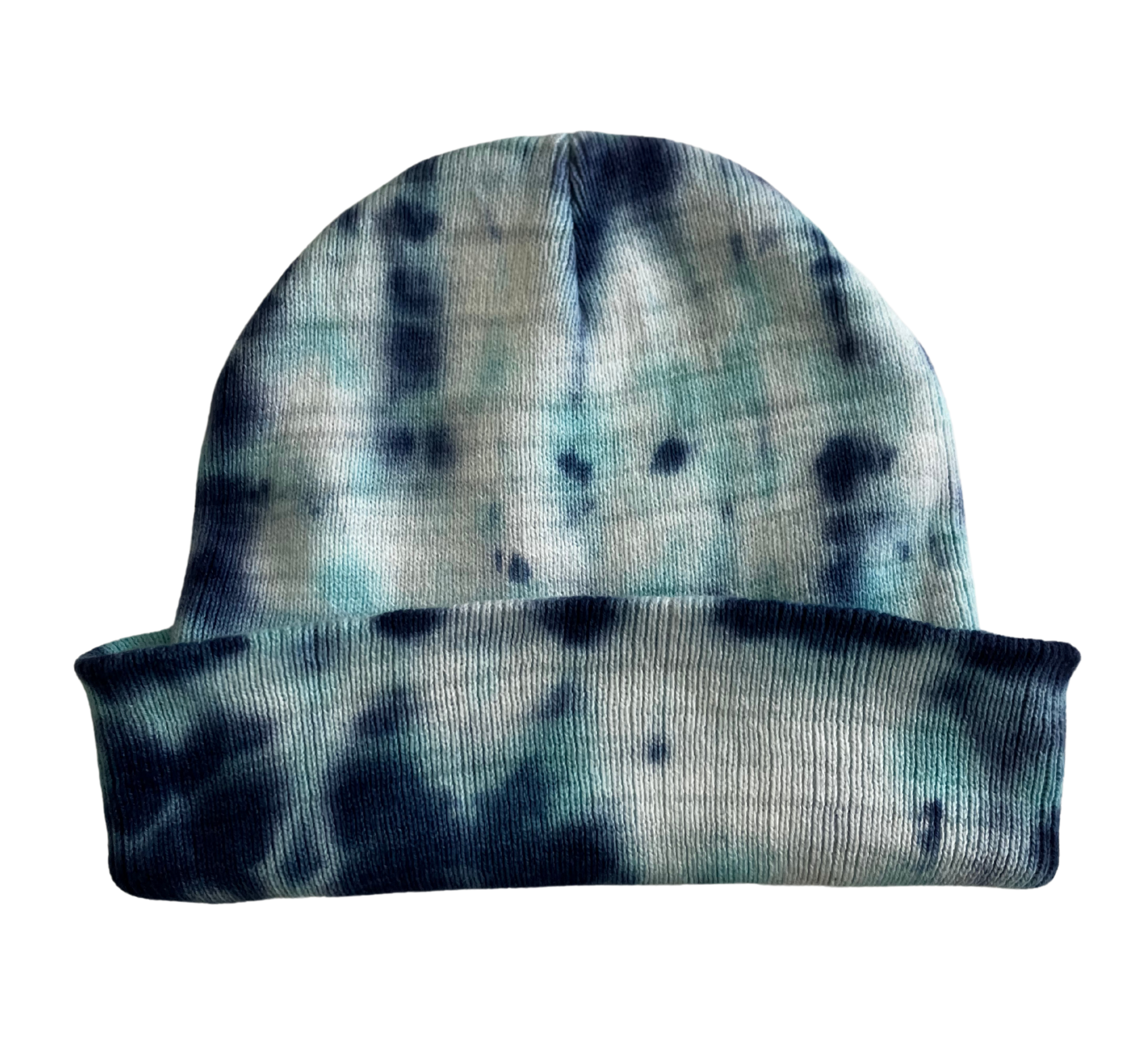 Blue Tie Dye Beanie Hat, Shibori New Vintage Tie Dye Knit Hat
