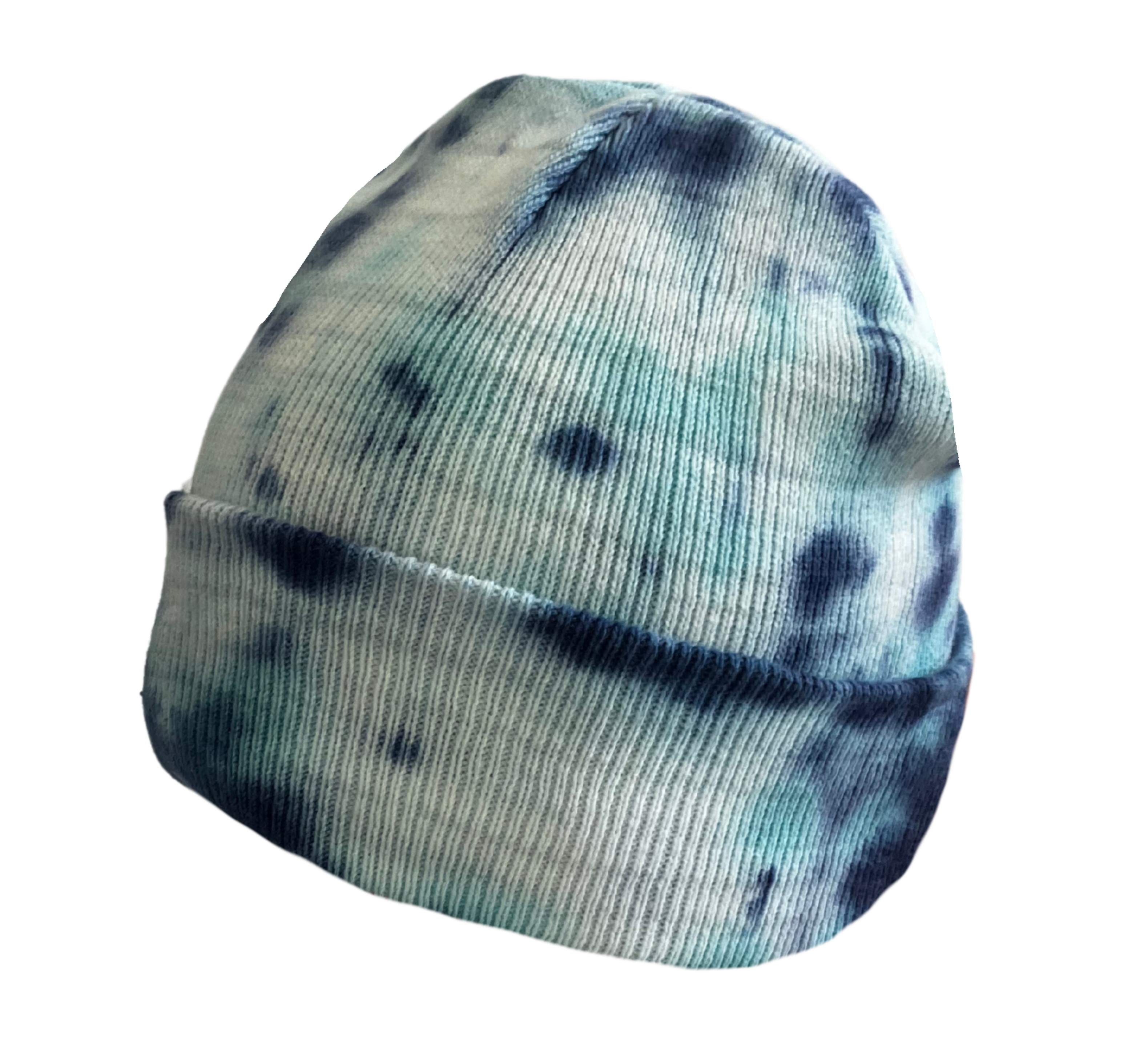 Blue Tie Dye Beanie Hat, Shibori New Vintage Tie Dye Knit Hat