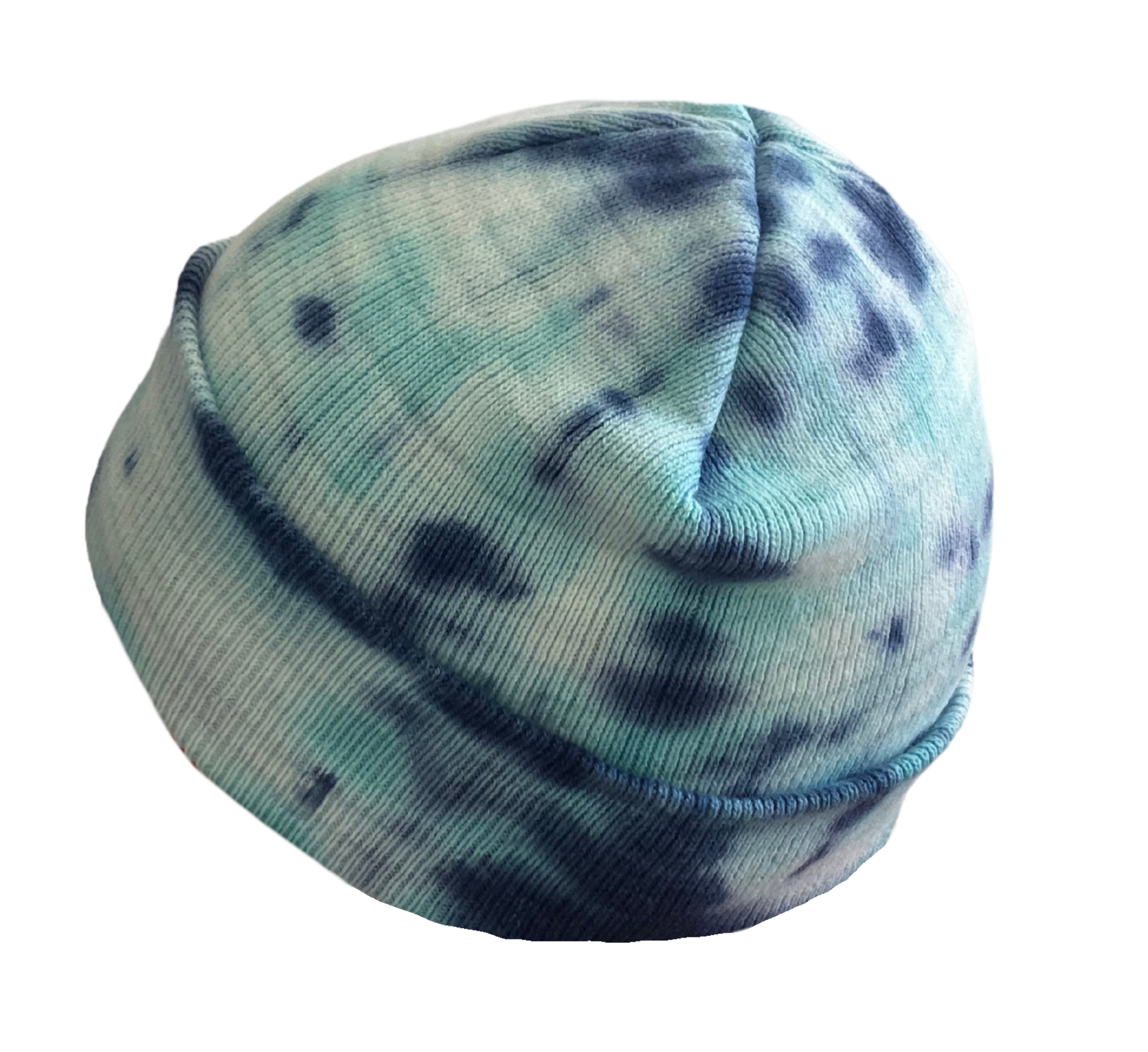 Blue Tie Dye Beanie Hat, Shibori New Vintage Tie Dye Knit Hat