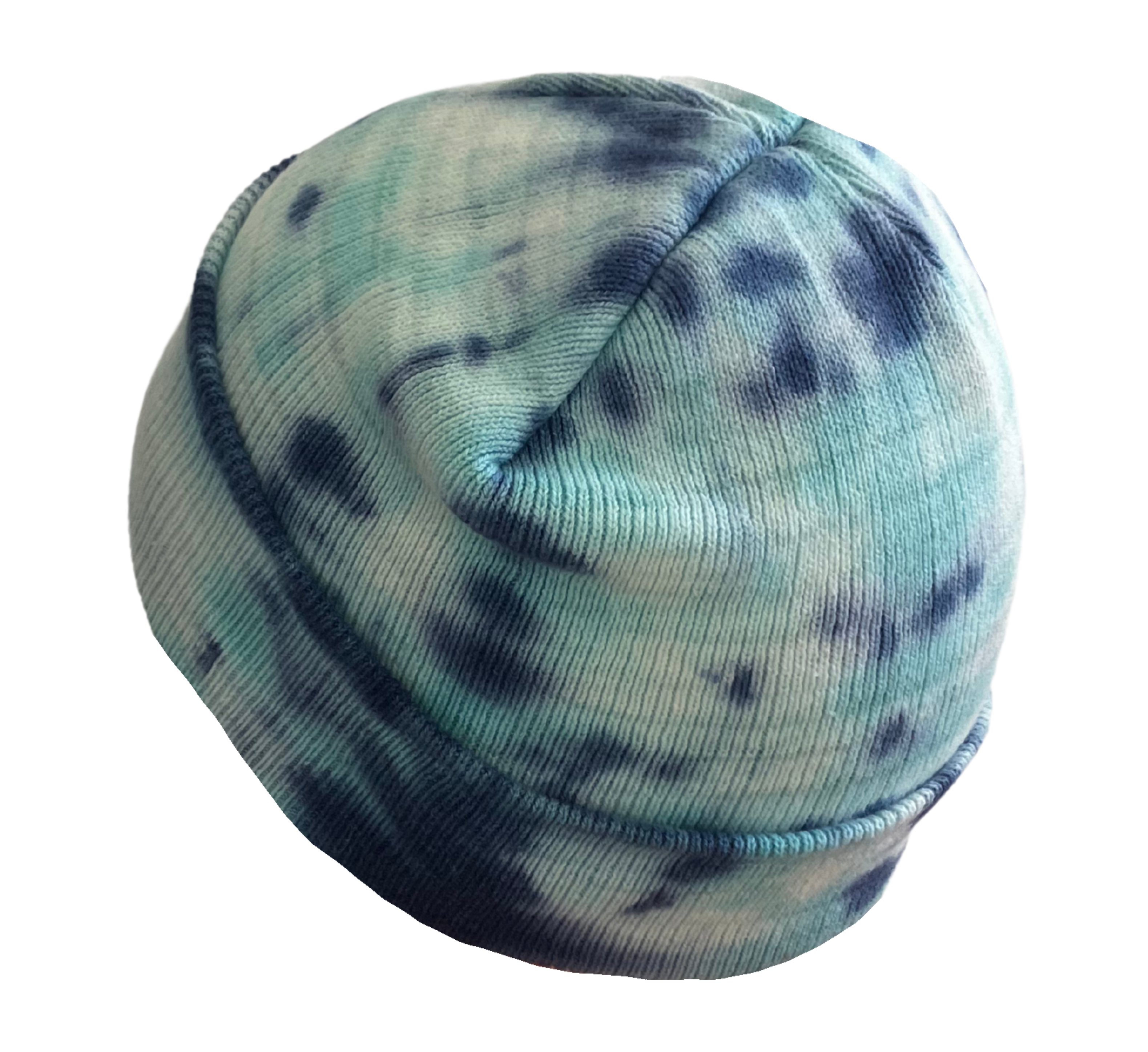 Blue Tie Dye Beanie Hat, Shibori New Vintage Tie Dye Knit Hat