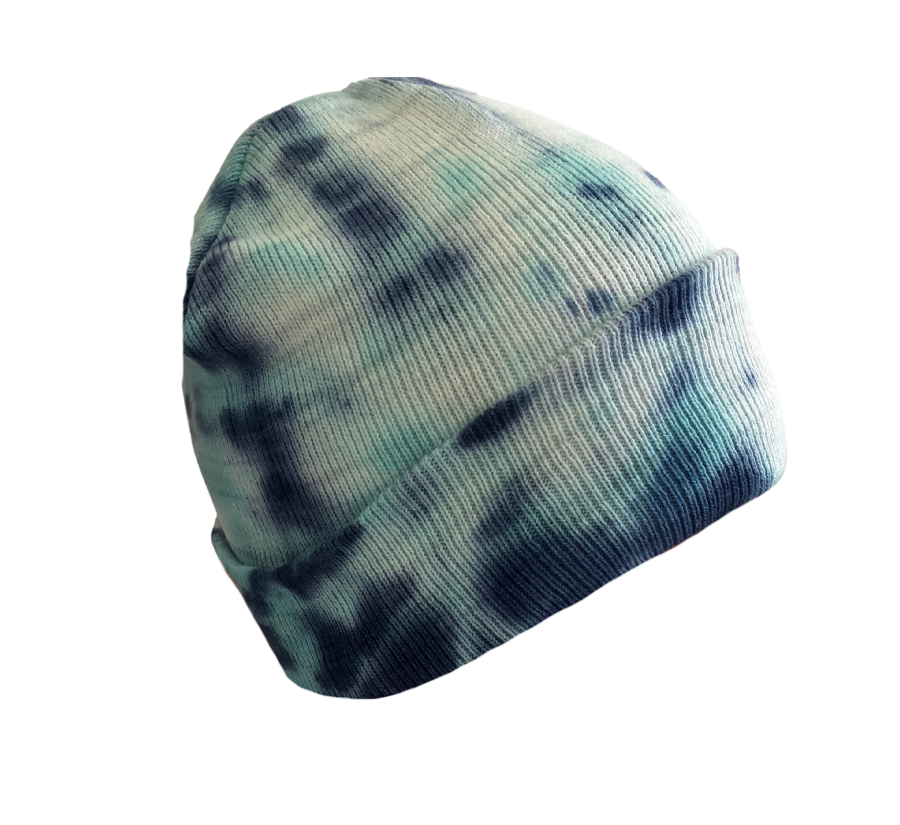 Blue Tie Dye Beanie Hat, Shibori New Vintage Tie Dye Knit Hat