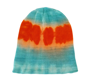 Orange Tie Dye Beanie Hat, Shibori New Vintage Tie Dye Winter Hat