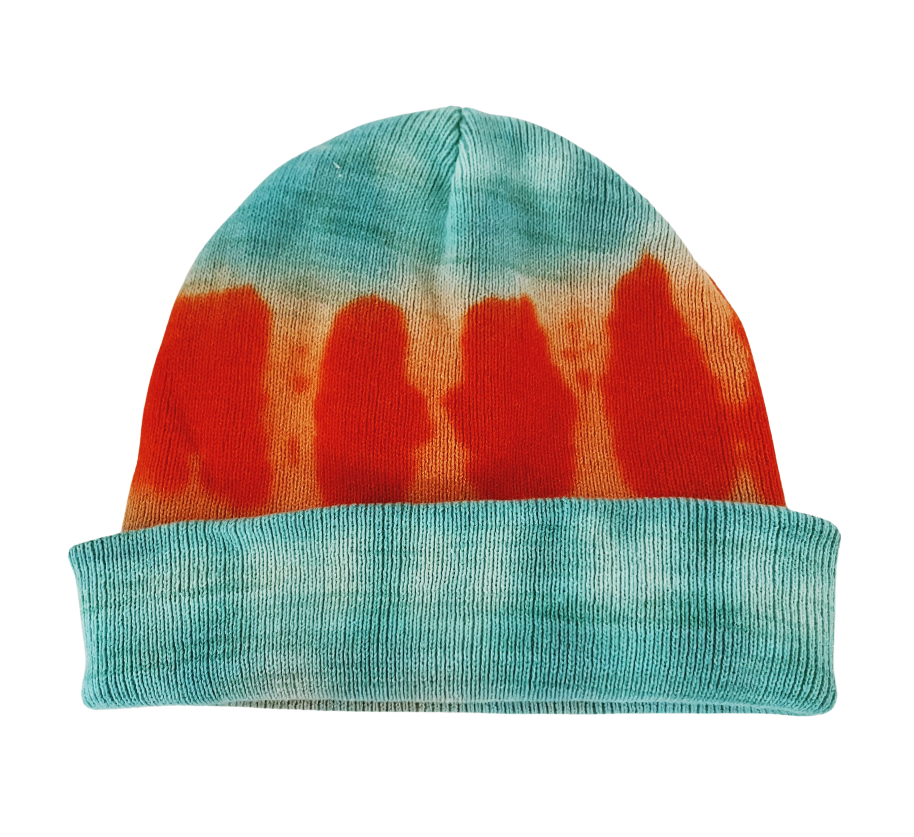 Orange Tie Dye Beanie Hat, Shibori New Vintage Tie Dye Winter Hat