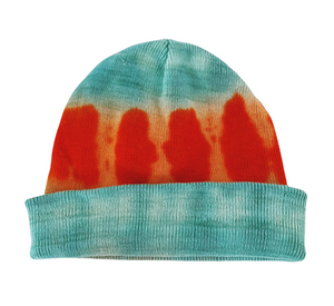 Orange Tie Dye Beanie Hat, Shibori New Vintage Tie Dye Winter Hat