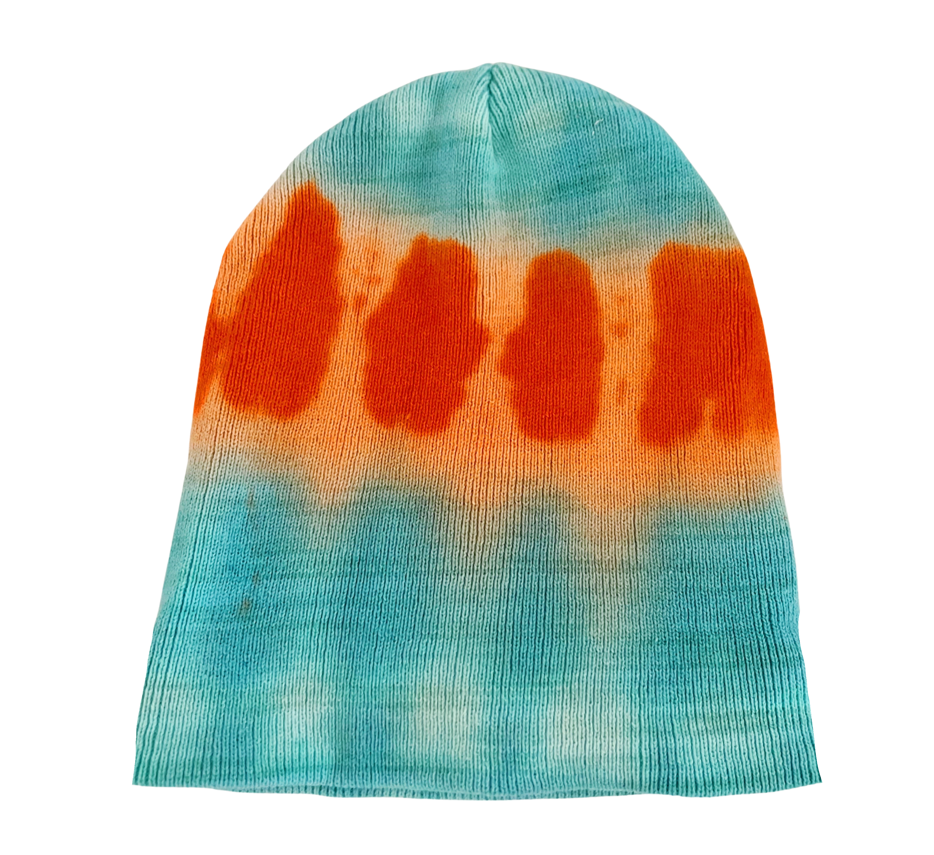 Orange Tie Dye Beanie Hat, Shibori New Vintage Tie Dye Winter Hat