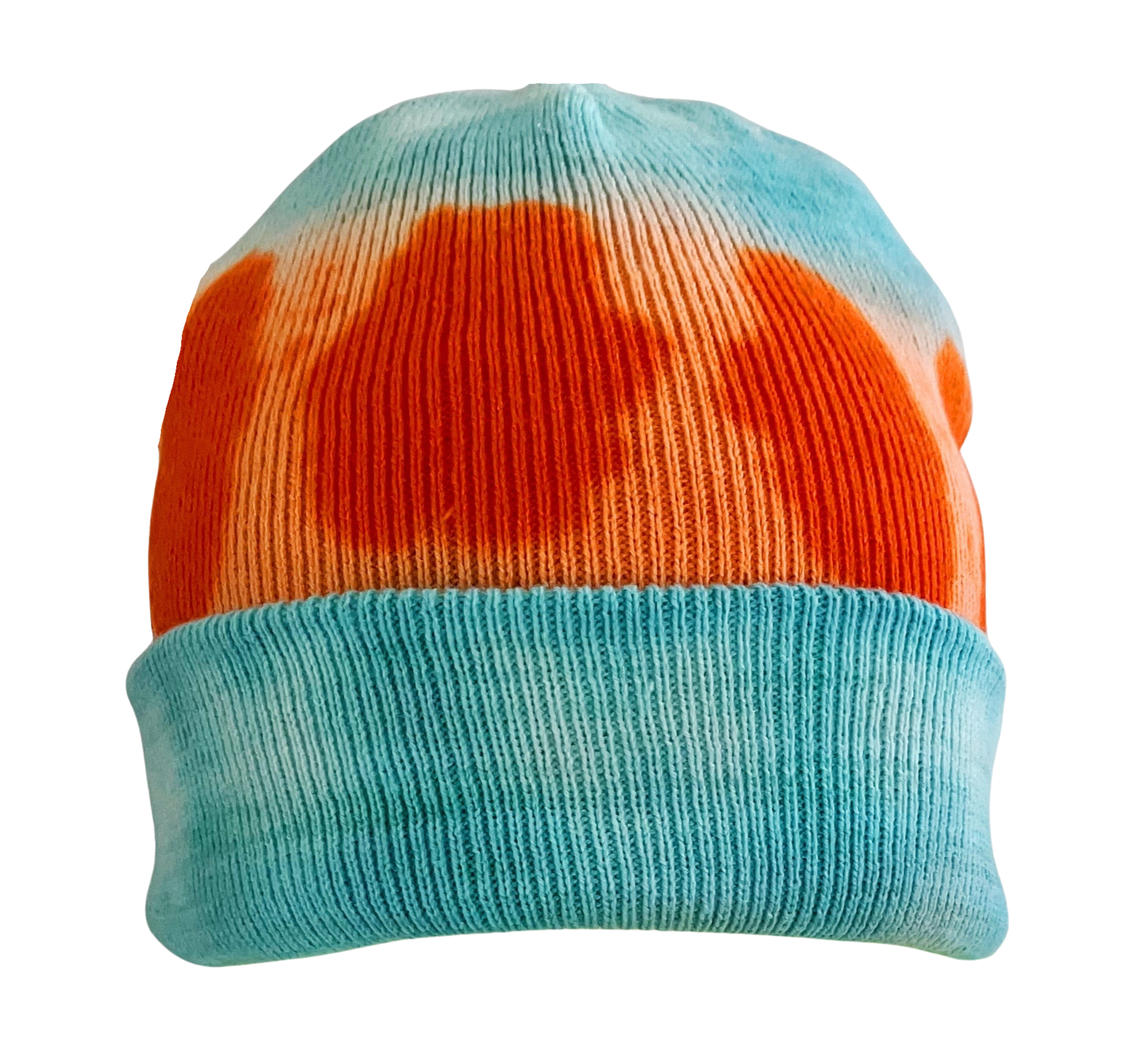 Orange Tie Dye Beanie Hat, Shibori New Vintage Tie Dye Winter Hat