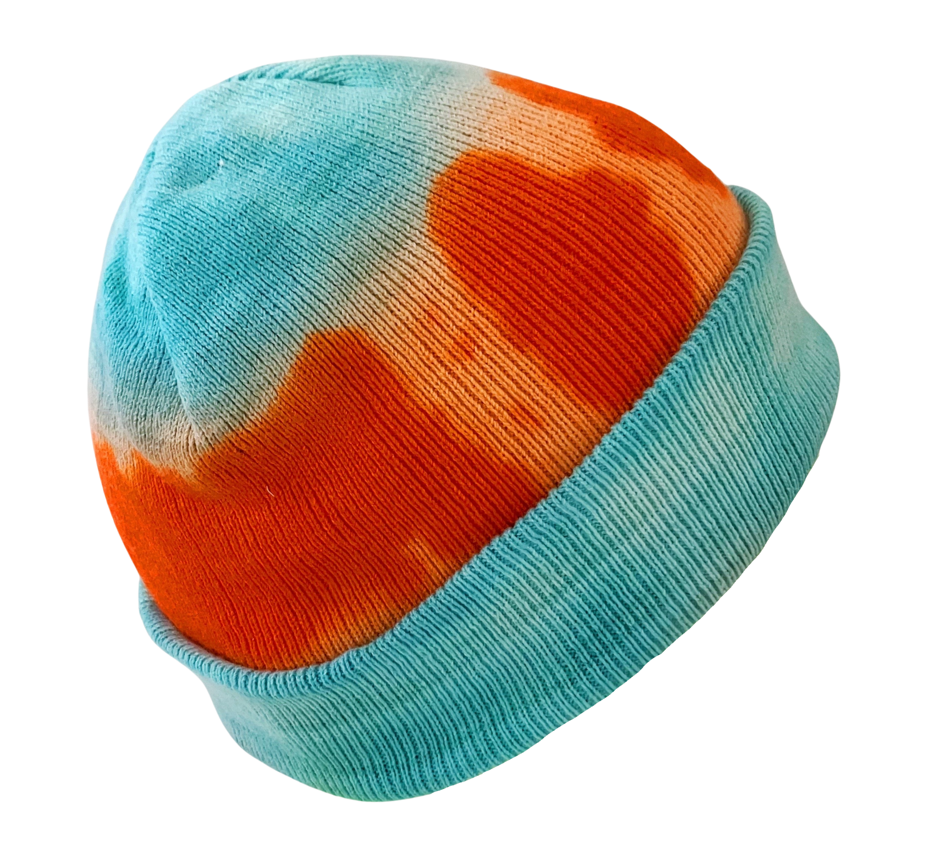 Orange Tie Dye Beanie Hat, Shibori New Vintage Tie Dye Winter Hat
