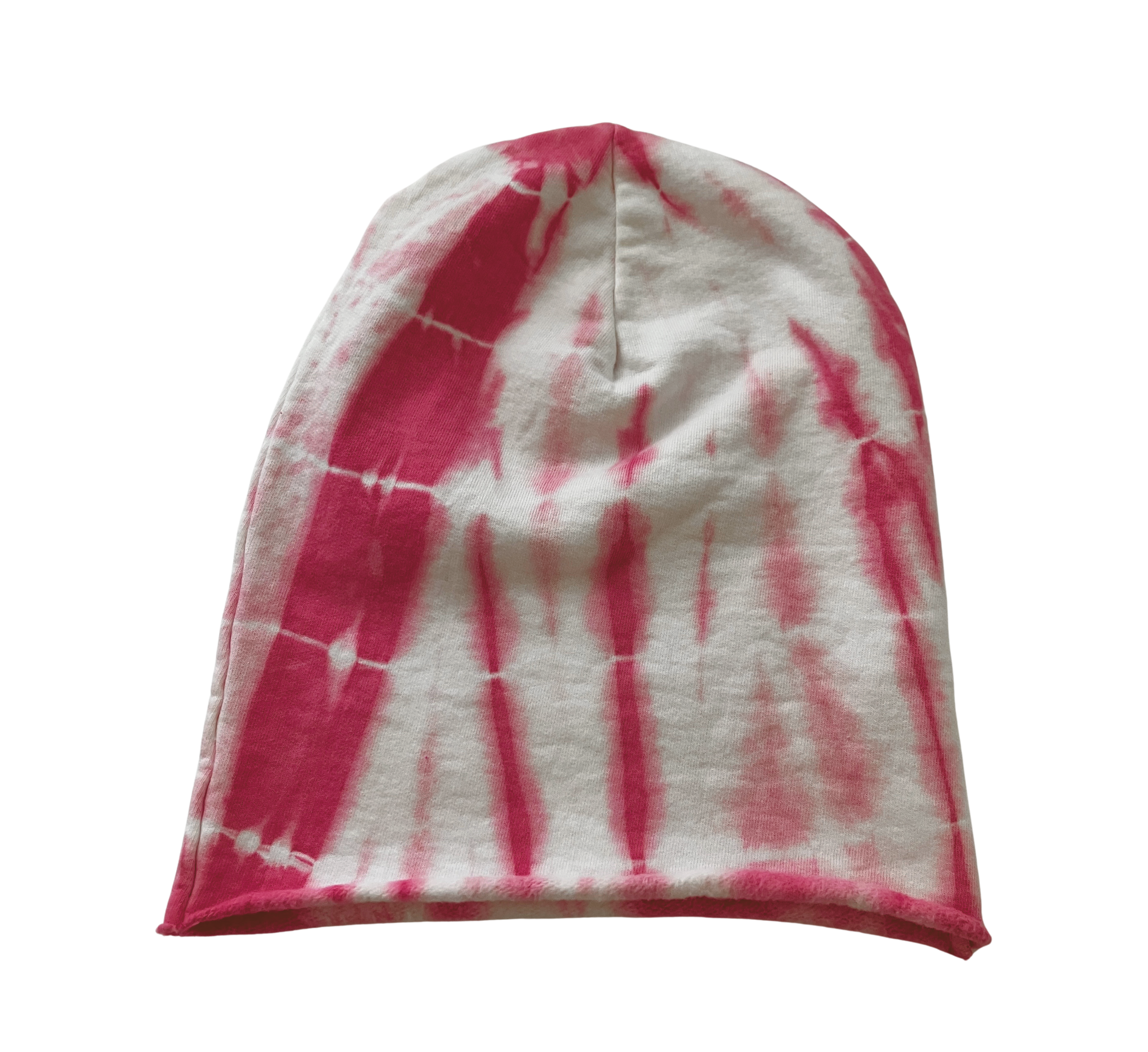 Pink Tie Dye Beanie, Shibori Pink Fleece Tie Dye Beanie Hat (Youth)