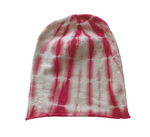 Pink Tie Dye Beanie, Shibori Pink Fleece Tie Dye Beanie Hat (Youth)