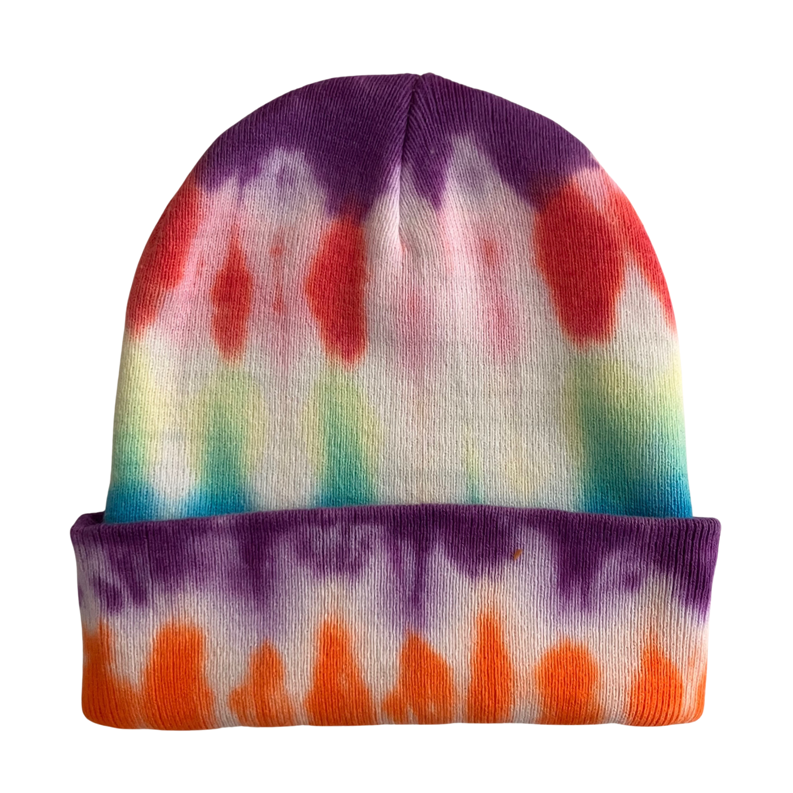 Red, Purple Tie-Dye Beanie Hat, Men, Women, Teen