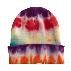 Red, Purple Tie-Dye Beanie Hat, Men, Women, Teen