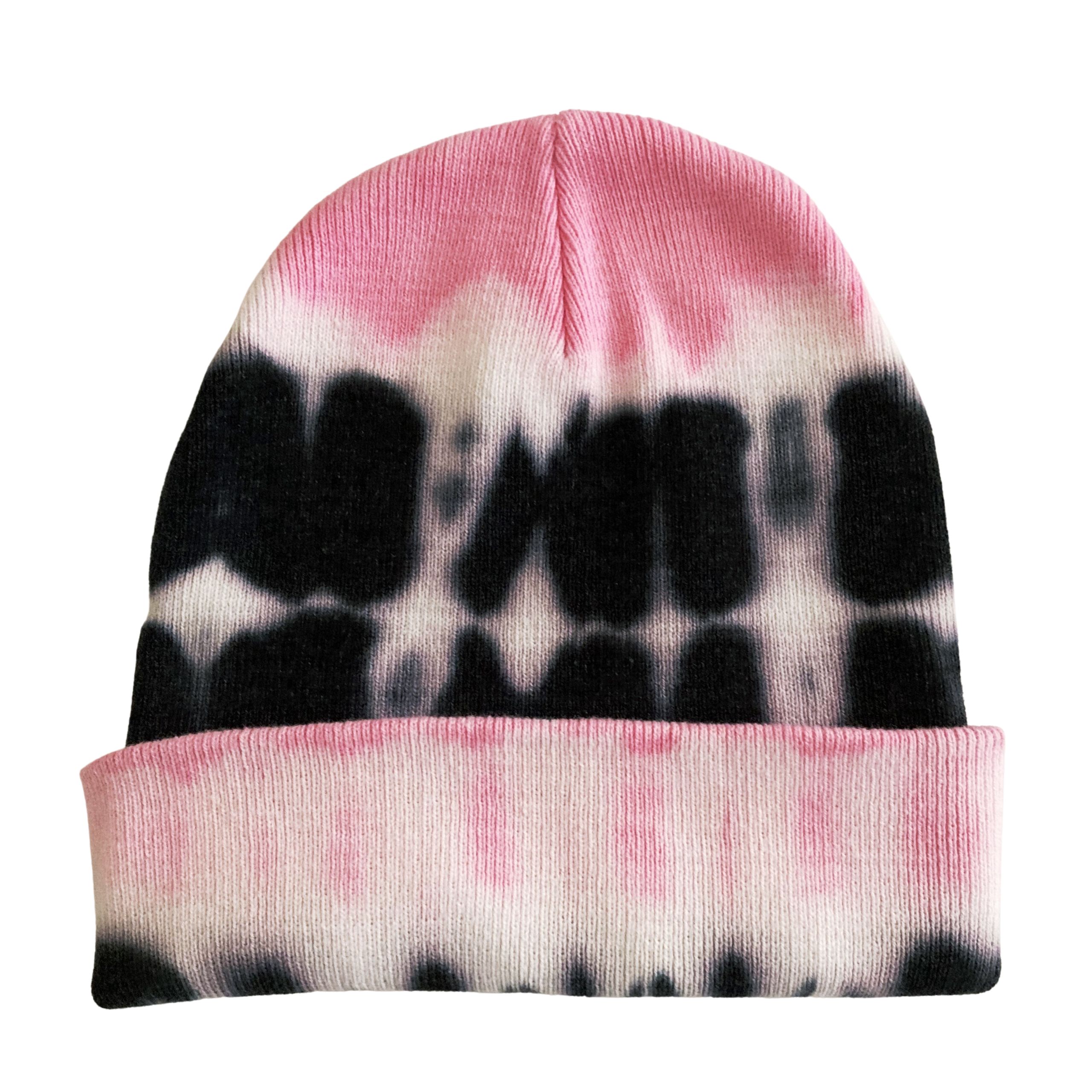 Shibori Pink and Indigo Black Tie Dye Beanie Hat, Women, Teen