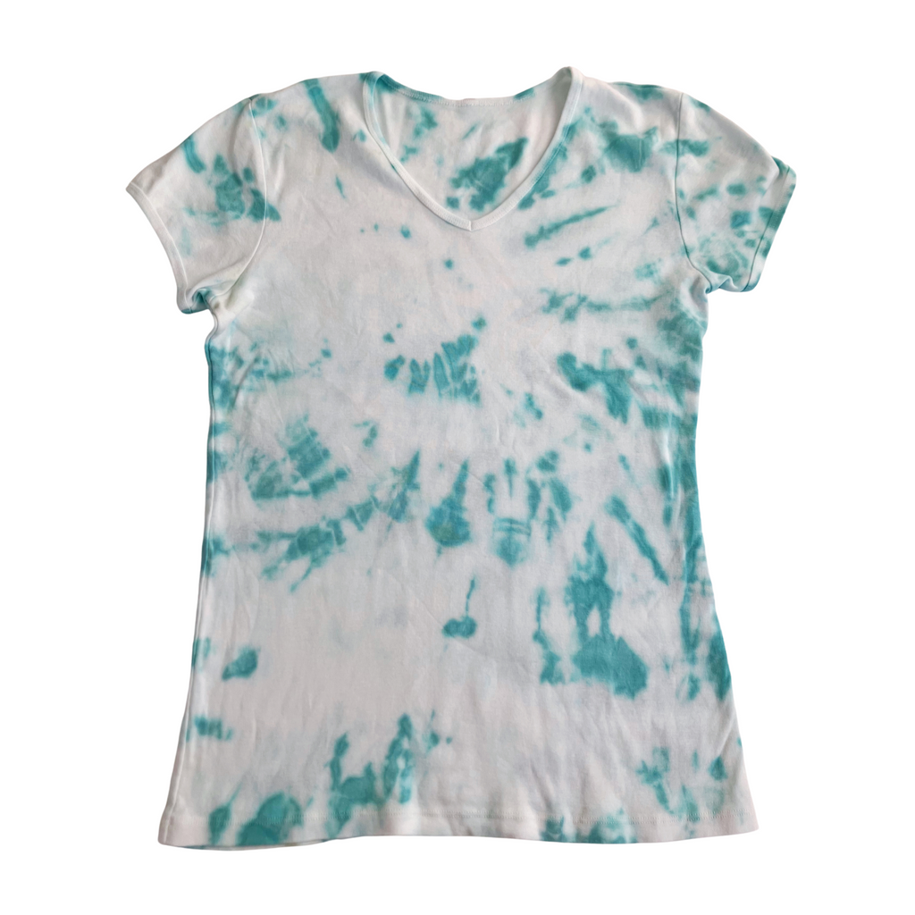 Shibori Turquoise Tie Dye T Shirt, Women, Teen (Small)