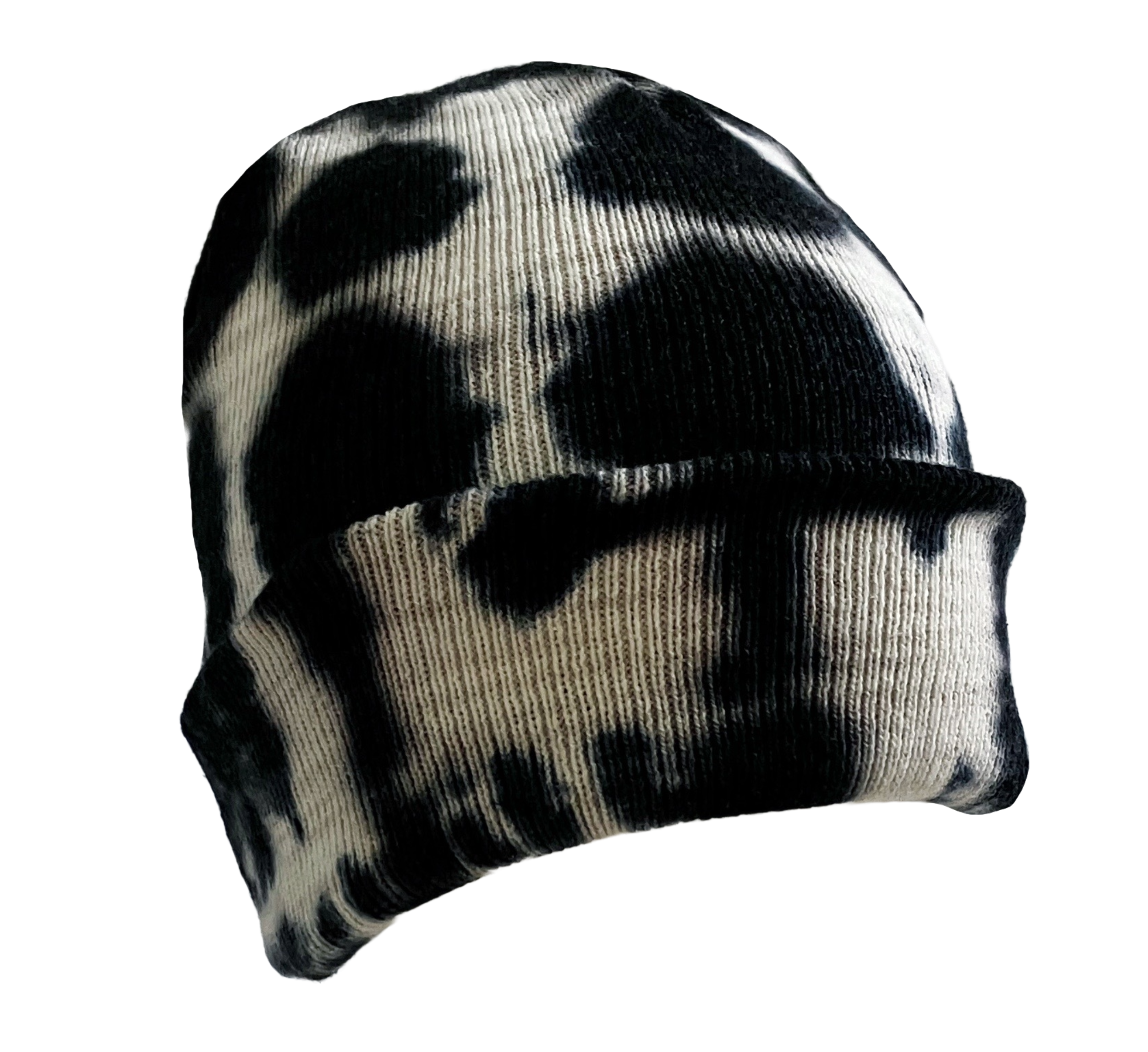 Shibori Black Tie Dye Beanie Skeleton