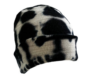 Shibori Black Tie Dye Beanie Skeleton