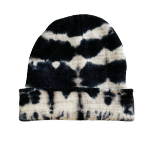 Shibori Black Tie Dye Beanie Hat for Men, Women