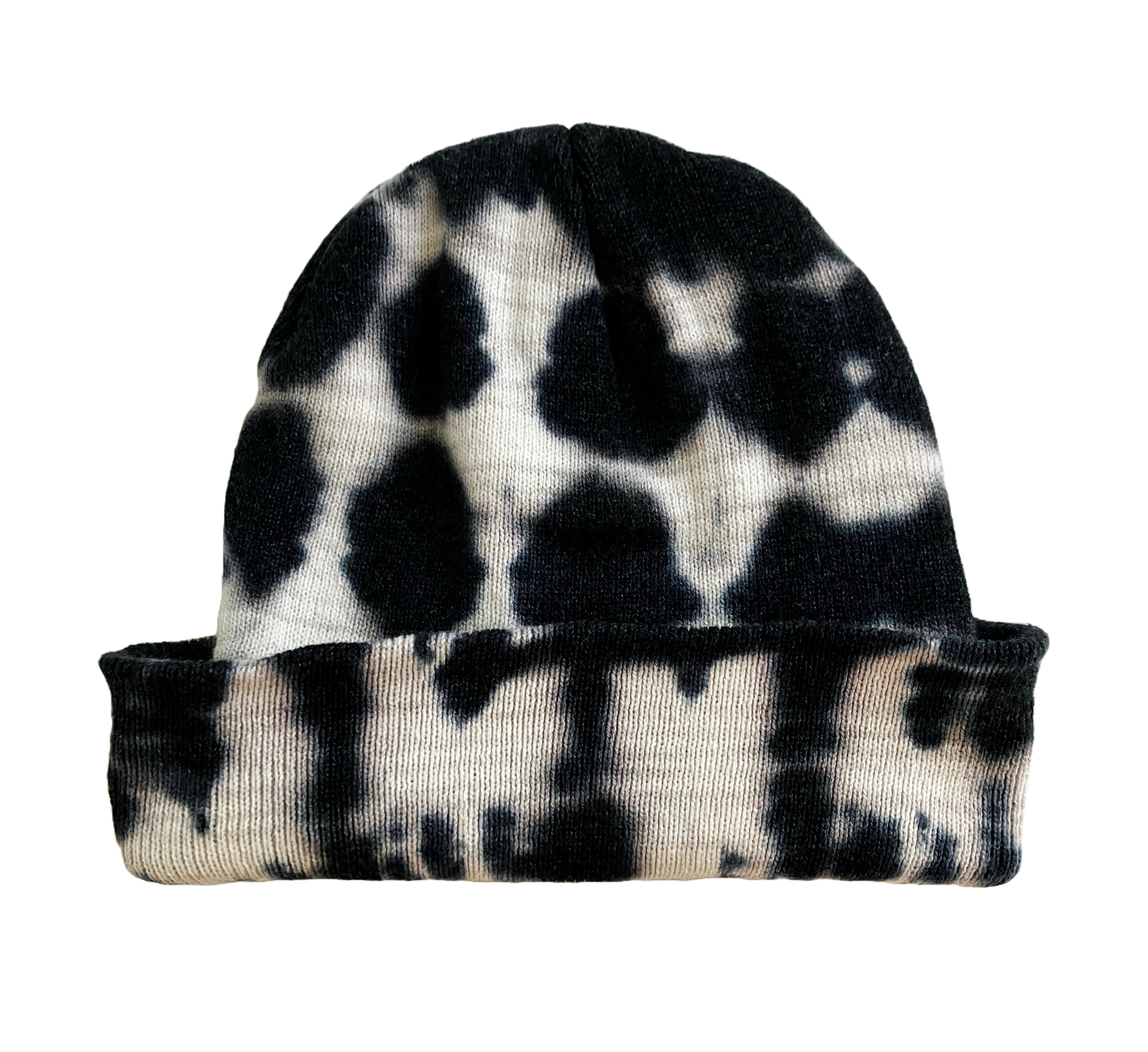 Shibori Black Tie Dye Beanie Hat for Men, Women