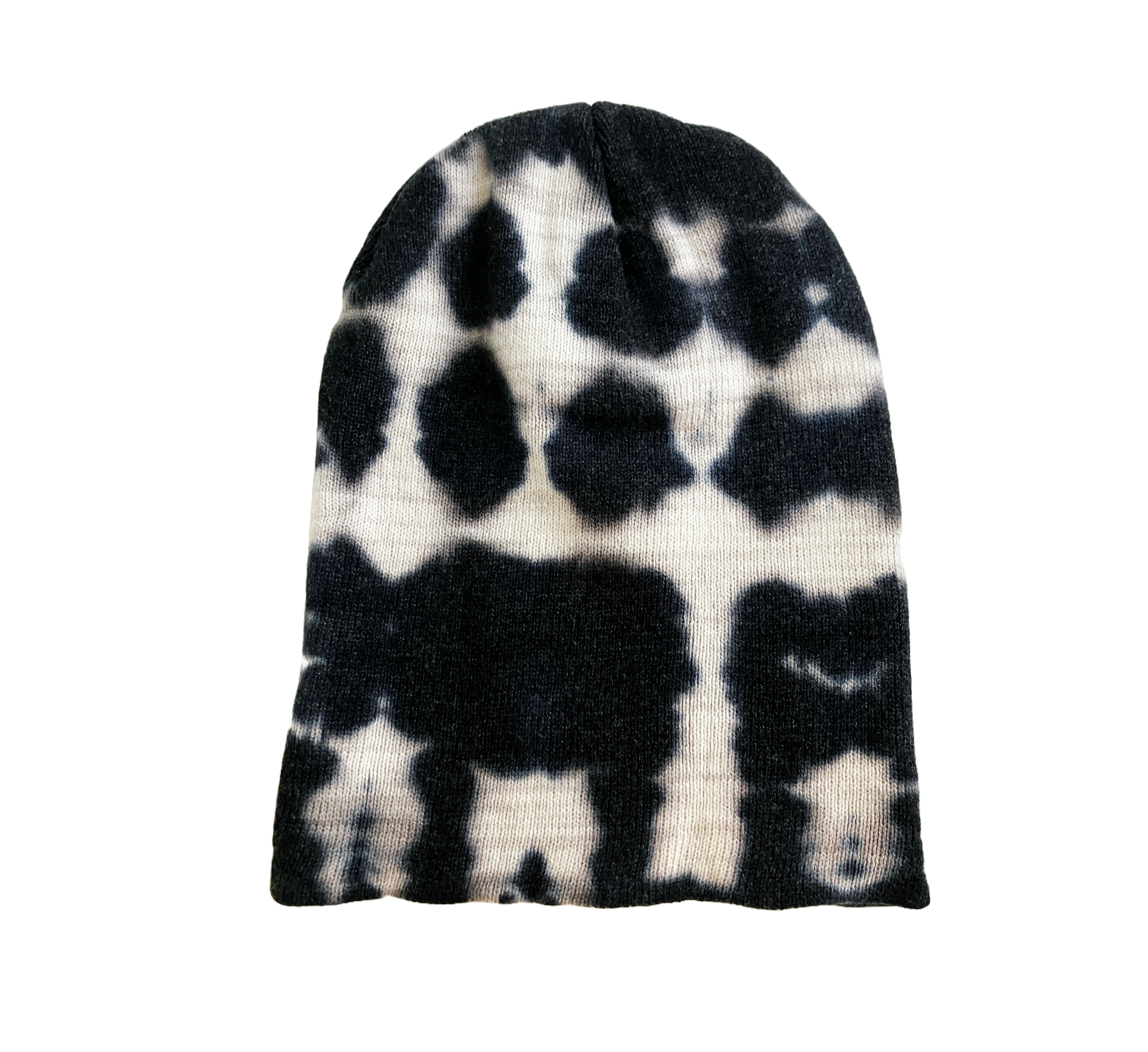 Shibori Black Tie Dye Beanie Hat for Men, Women