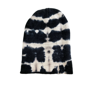 Shibori Black Tie Dye Beanie Hat for Men, Women