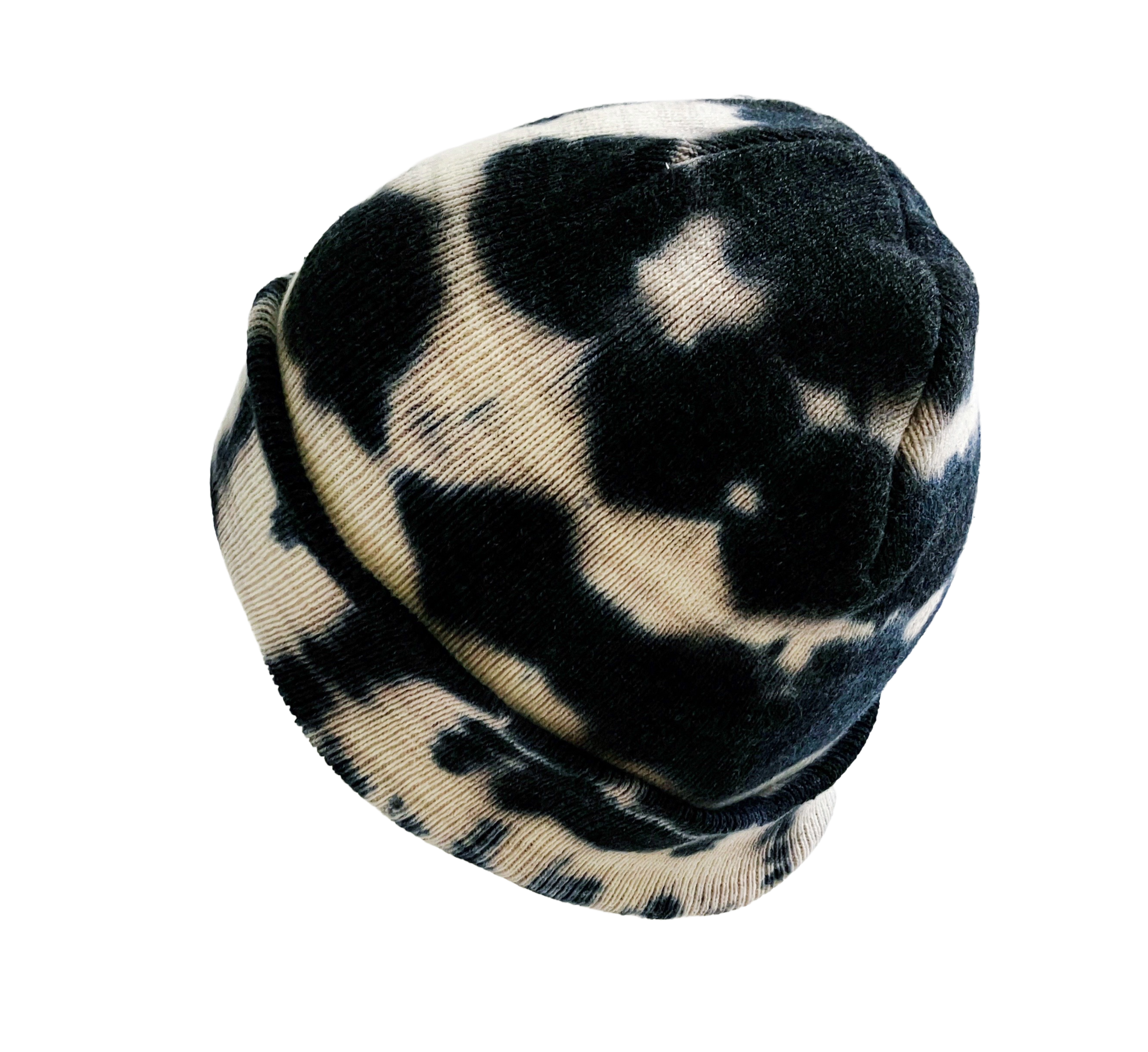 Shibori Black Tie Dye Beanie Hat for Men, Women