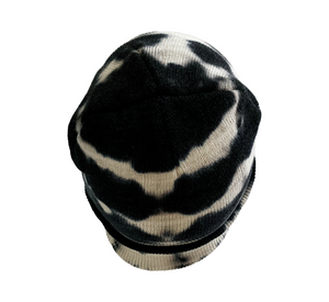 Shibori Black Tie Dye Beanie Hat for Men, Women