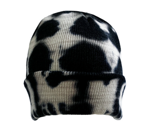 Shibori Black Tie Dye Beanie Hat for Men, Women
