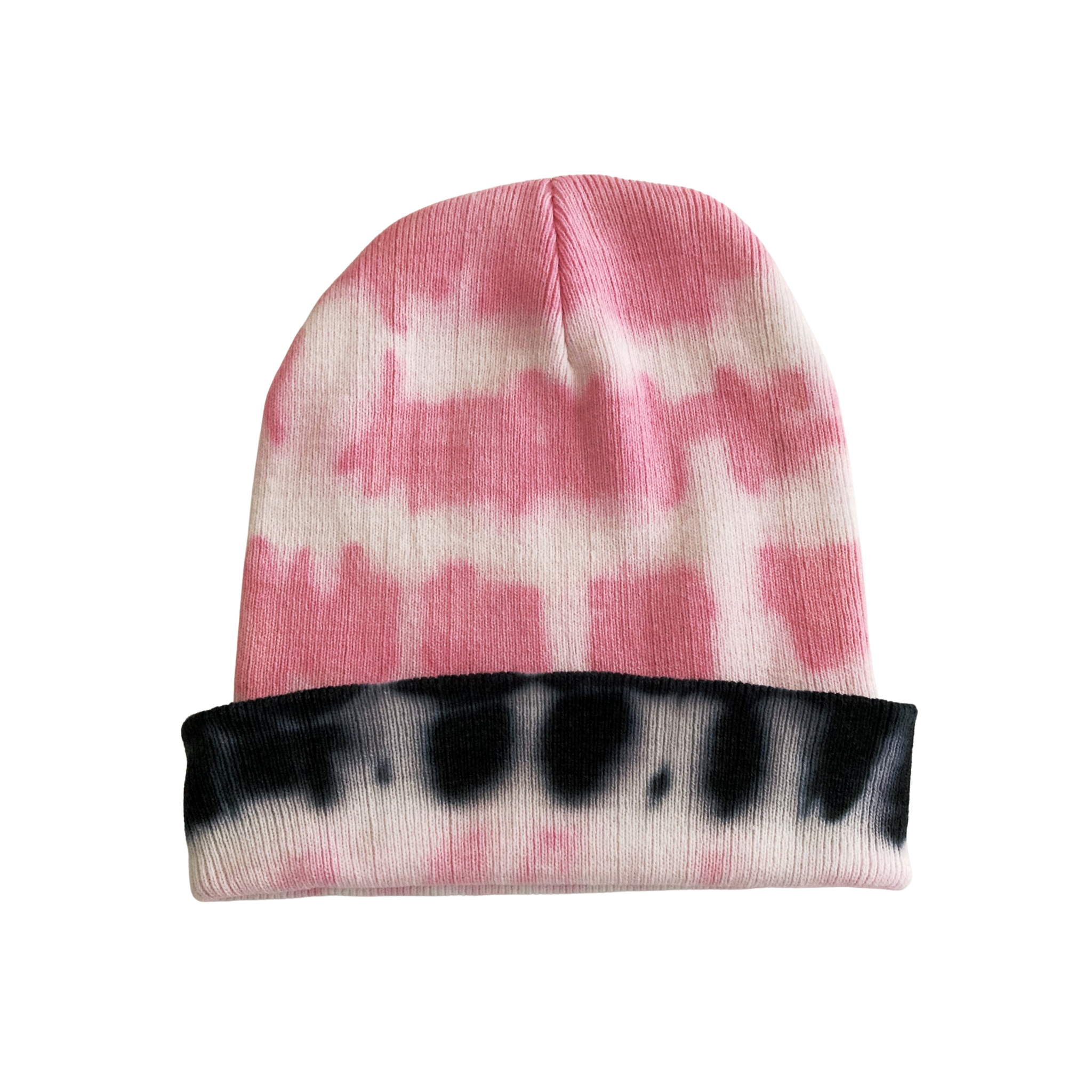 Shibori Pink and Black Tie Dye Beanie Hat, Women, Teen