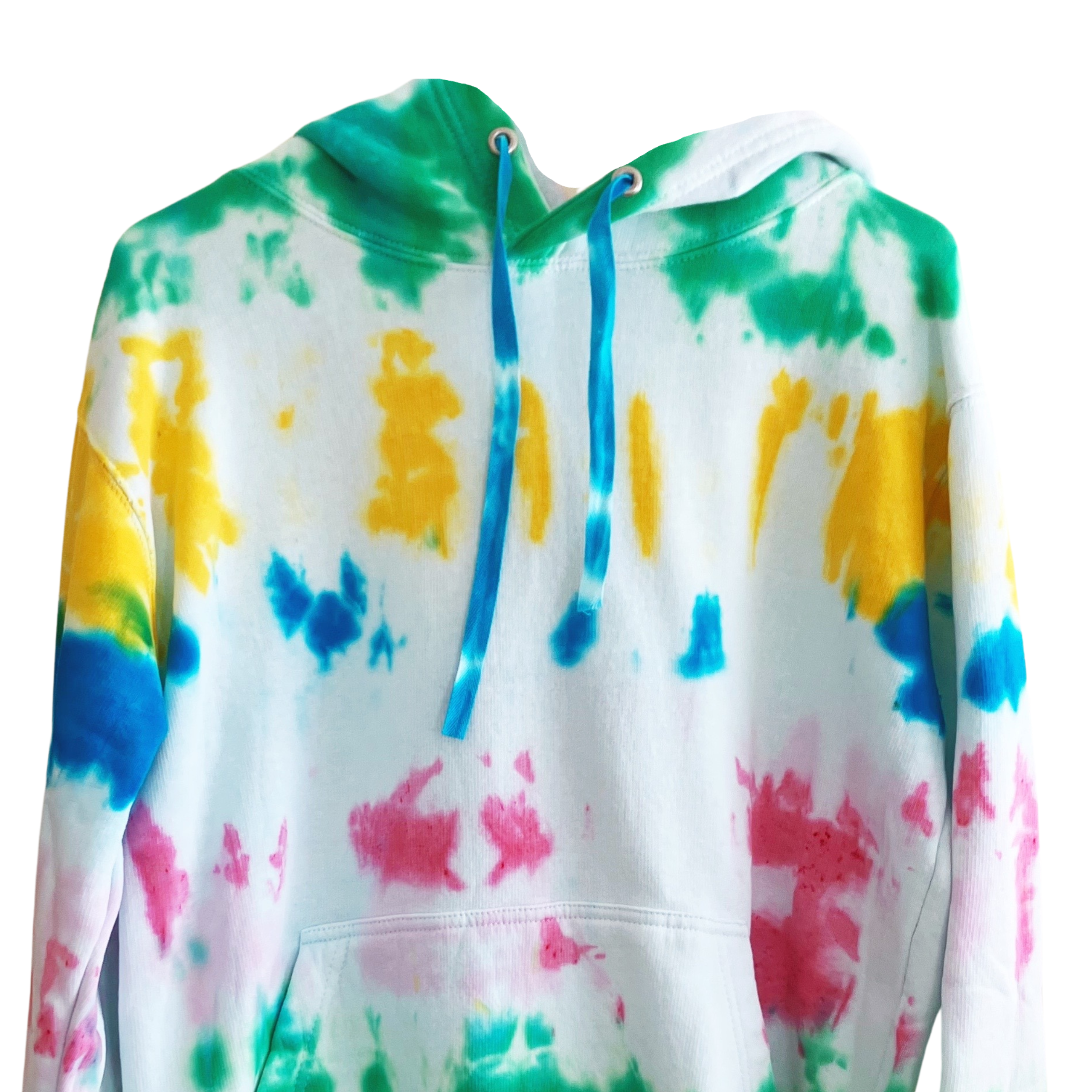 Shibori Tie Dye Pullover, California Surfer Tie Dye Hoodie with Rainbow Colors