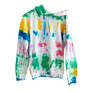 Shibori Tie Dye Pullover, California Surfer Tie Dye Hoodie with Rainbow Colors