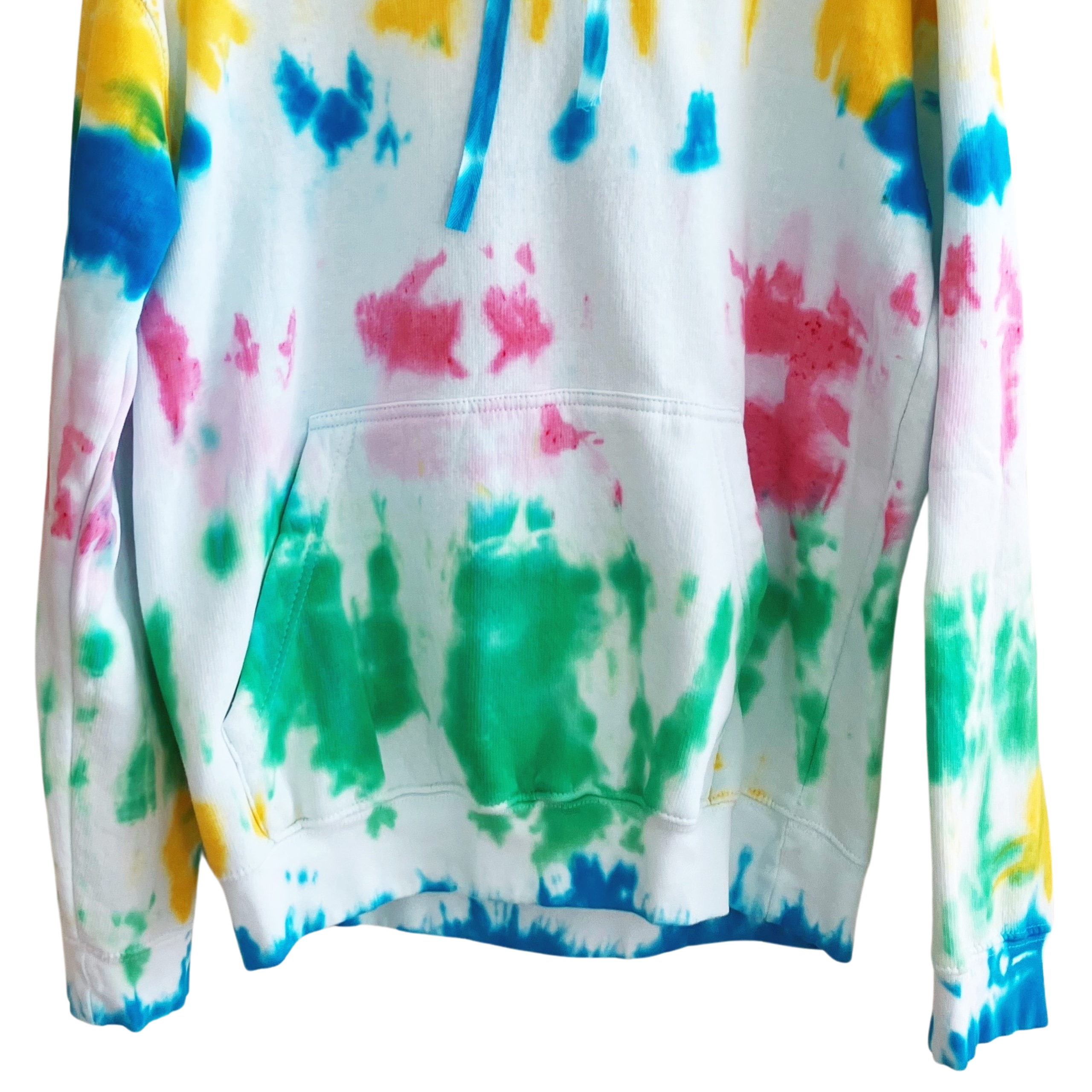 Shibori Tie Dye Pullover, California Surfer Tie Dye Hoodie with Rainbow Colors