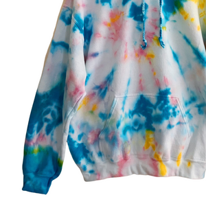 Shibori Tie Dye Pullover with Raw Edge Hem Details