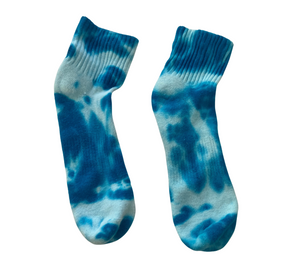 Women's Shibori Tie Dye Ankle Socks, Turquoise