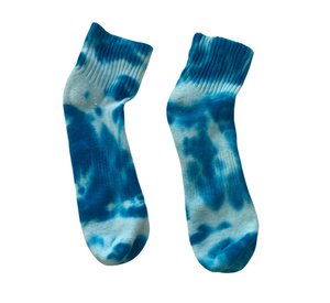 Women's Shibori Tie Dye Ankle Socks, Turquoise