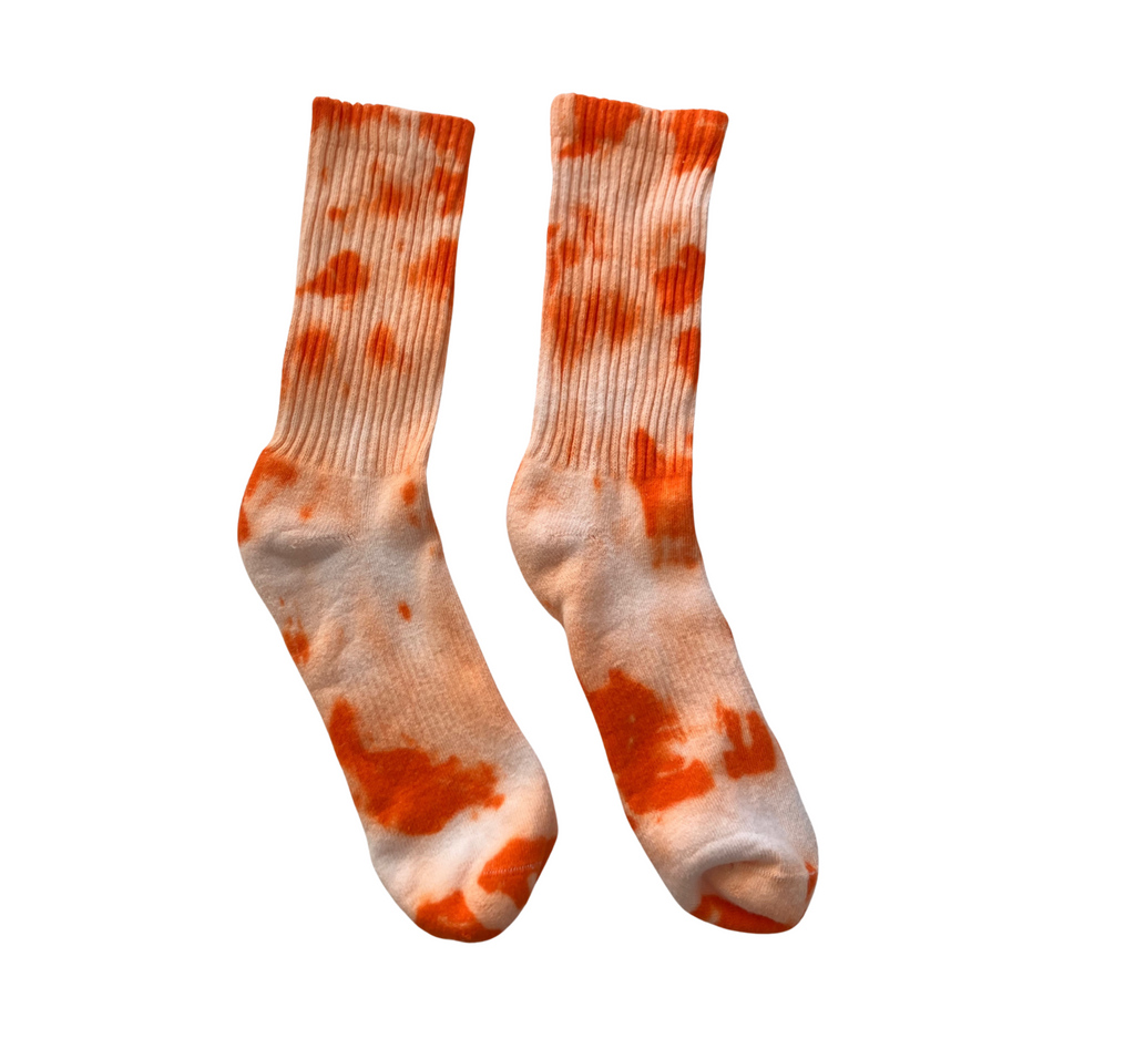 Shibori Orange Tie Dye Crew Socks