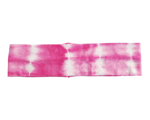 women boho pink tie dye headband on white background