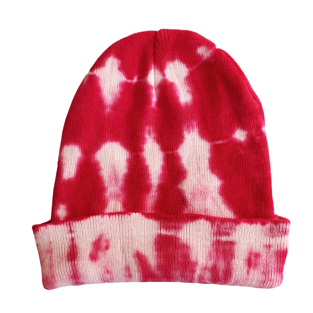 Shibori Pink Tie-Dye Beanie Hat