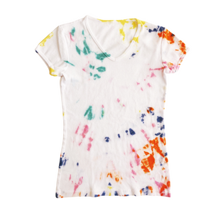 Womens short sleeve v neck tie dye t shirt