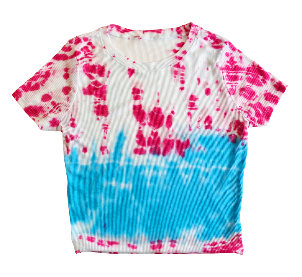 Pink Tie-Dye Crop Top, Petite Women's