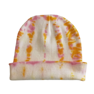 Tie Dye Beanie Hat, Yellow and Pink