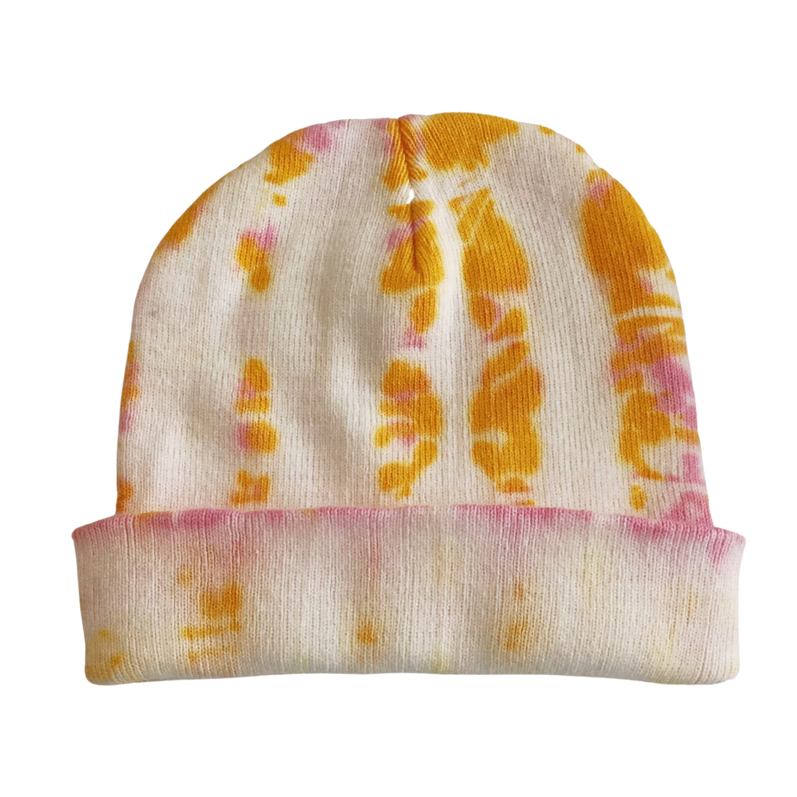 Tie Dye Beanie Hat, Pink and Yellow